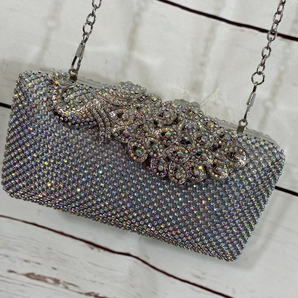 Fawziya Designer Rhinestone Peacock Glamour Shoulder Handbag ~ NWOT - Picture 6 of 13
